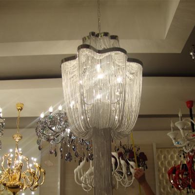 China Economical Silver Black Metal Pendant Lamp Designer Aluminum Chain Chandeliers Custom Chandeliers For Hallway for sale