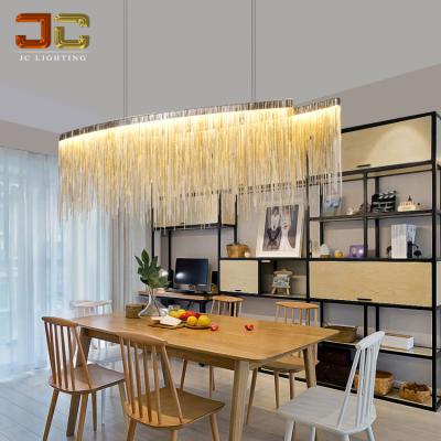 China JC contemporary lighting gold&silver contemporary aluminum pendant lamp customization linear chandelier for dining room table for sale