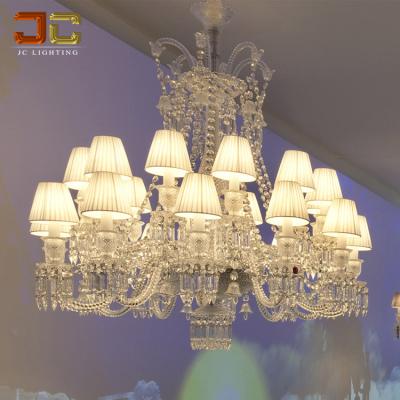 China Residential European Traditional Chandelier Luxury Baccarat With White Fabric Shade for sale