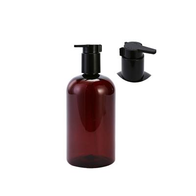 China Airtight Wholesale Empty Amber Cosmetic Plastic Shampoo 500ml Bottle With Black Pump for sale