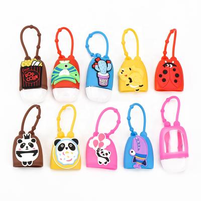 China Products Handbag Sublimation Mini Cartoon Silicone Hand Sanitizer Airtight Bottle For Kids for sale