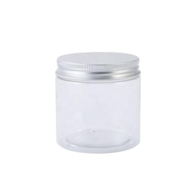 China Factory Price 200ml 250ml 300ml Transparent PET Plastic Food Jar Food Storage Container With Aluminum Screw Top for sale