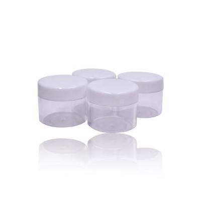 China Wholesale high quality mini 3g 5g clear BEAUTY storage plastic PACKAGING jar with white lids for sale