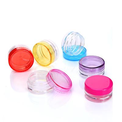 China 3g Cosmetic Empty Plastic Cream Jars Sample Jars Cosmetic Container With Lids Colorful Mini Jar for sale