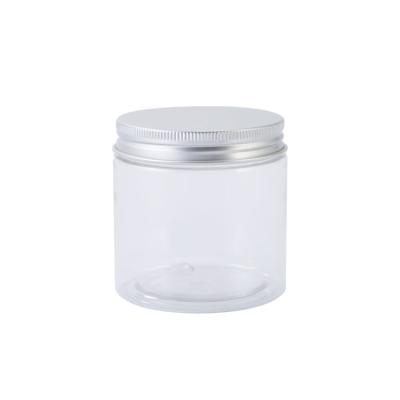 China Wide Plastic Cosmetic Storage PET Food Mouth Food Grade Plastic Jars With Aluminum Silver Screw Lid for sale