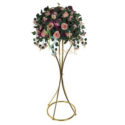 China Gold Flower Stand Table Centerpiece Wedding Flower Metal Vase CPM-301 for sale