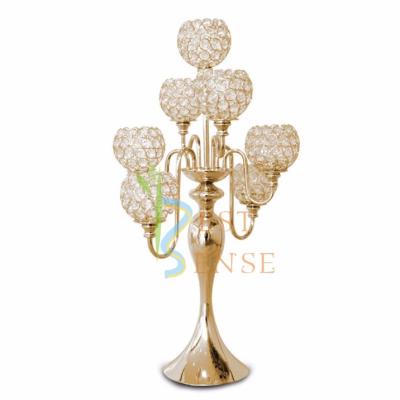 China Tall Weddings 69cm Crystal Wedding Centerpieces 7am Candle Holder For Wedding Table for sale