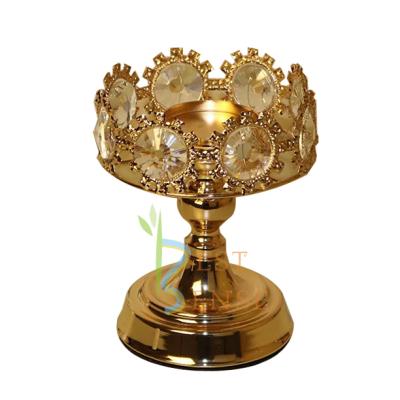 China Weddings Metal Lacy Crystal Cylinder Candle Holder 6.5 Inch For Wedding Table Decoration for sale