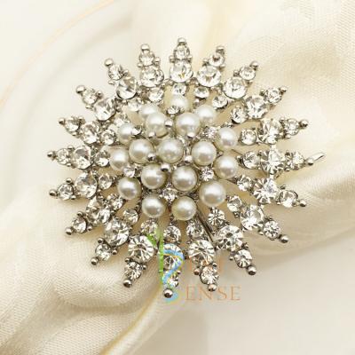 China Iron+artificial Pearl Wedding Diamond Crystal Napkin Ring for sale