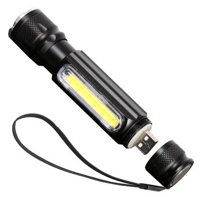 China Convenient Mini Hook XML-T6 Flashlight USB Charger Multi-fuction COB Zoom Aluminum Megnetic LED Flashlight for sale