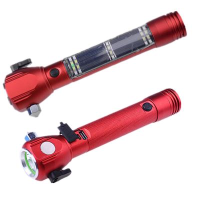 China Lifehammer Flashlights Alarm Emergency Torch Safety Hammer Vehicle Multifunctional Snoring Solar Escape Flashlight for sale