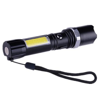 China Zoomable Led Super Bright 18650 Font Blow USB Powered Rechargeable Torch , High Lumen Font 3W COB Led Flashlight With Magnet for sale