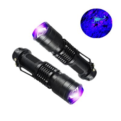 China Wholesale Bulk Zoom UV Flashlight Convenient For Outdoor Flashlight Scorpion Torch Tactical Hunting UV Light for sale