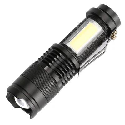 China Zoomable Led China Supplier SK68 AA 14500 Lumens Led Linterna Mini Torch Flashlight 1200 Light Rechargeable Aluminum COB With Clip for sale