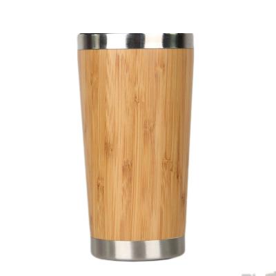 China Sustainable Eco Friendly Wide Mouth Travel Coffee Mugs Stainless Steel Tea Tumbler Bamboo Water Bottle With Infuser for sale