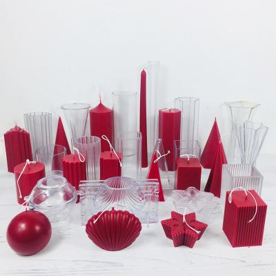 China New DIY Viable Geometric Plastic Candle Mold Cylindrical Acrylic Candle Shape Mold for sale