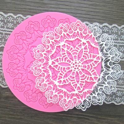 China Viable Kitchen Silicone Cake Round Shape Lace Baking Molds Mat Fondant Cake Decorating Tools for sale