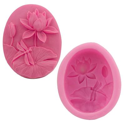 China Sustainable Handwork Lotus Dragonfly Silicone Mold DIY 3d Handmade Craft Soap Making Mold for sale