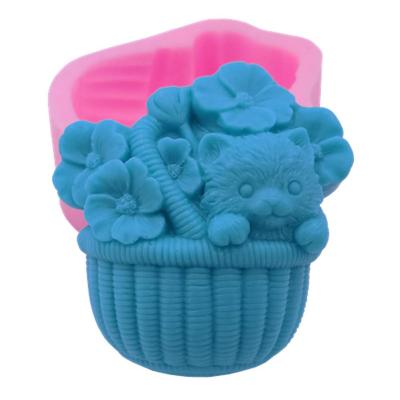 China Viable Handmade Puppy Flower Basket Silicone Mold DIY Craft Tools For Soap Making for sale