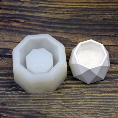 China Sustainable Epoxy Resin Mold Storage Cup Ornaments Silicone Mold Octagon Cement Flower Pot Making for sale