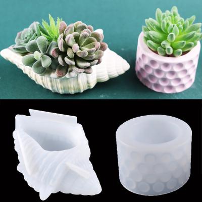 China DIY Flower Pot Silicone Mold Viable Concrete Fleshy Pot Cement UV Clay Mold Epoxy Resin Mold for sale