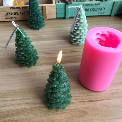 China Viable 3d Christmas Tree Wax Candle Silicone Mold Christmas Gift Resin Clay Crafts Candle Mold for sale