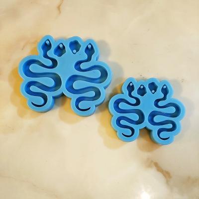 China DIYP Double Earring Mold Viable Snake Shaped Silicone Mold Handmade Key Chain Luggage Tag Bag Ornament Pendant Ornament for sale