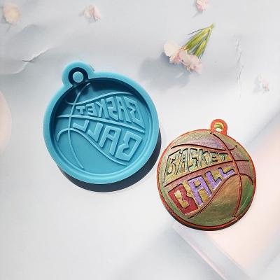 China Viable DIY Basketball Shape Key Chain Silicone Mold With Hole Key Chain Resin Casting Mold Bag Handmade Ornament Pendant Ornament for sale