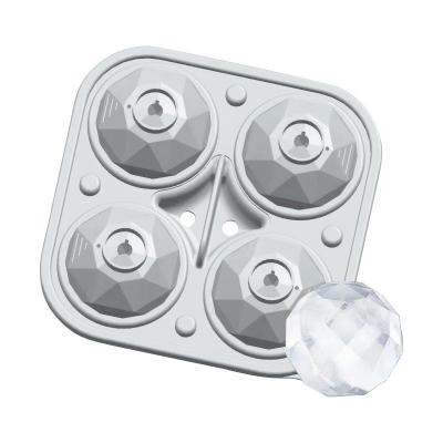 China CRH 4 Cavities 55mm Diamond Ice Cube Mold Whiskey Viable Jumbo Silicone Ice Ball Mold for sale