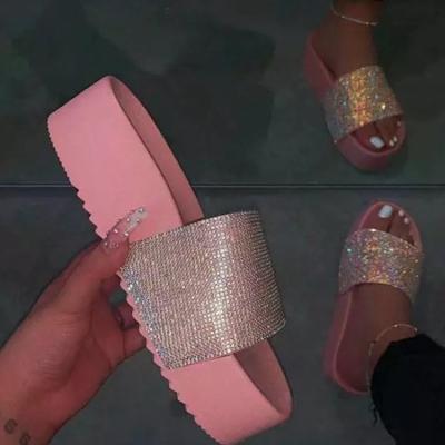 China Bling Women Sandals Fashion Trend Summer New Casual Rhinestone Platform Sandals Women Slides for sale