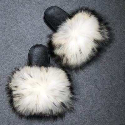 China Fashion Trend Fur Slides Casual Women Spring Summer Cover All Raccoon Fur Slide For Women for sale