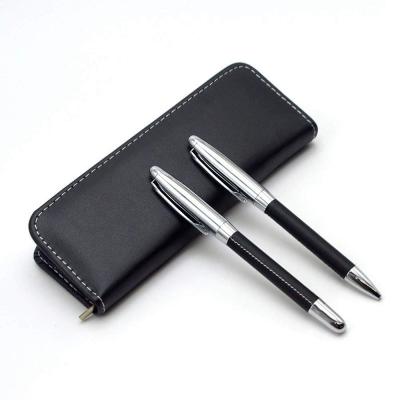 China Agriculture Ballpoint Pen and Rollerball Signature Pen Set with PU Leather Case 2pcs Executive Pen Set for sale