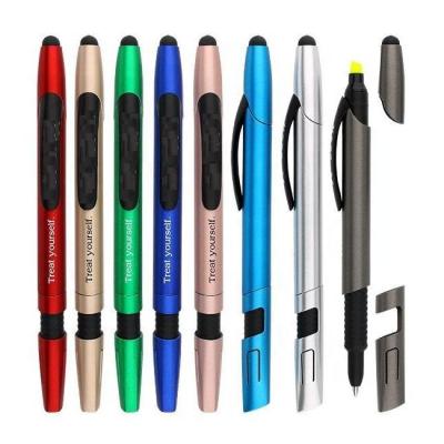 China Promotional Pen Multifunctional Pen 3 in 1 with Plastic Touch and Highlighter Ballpoint Pen for sale