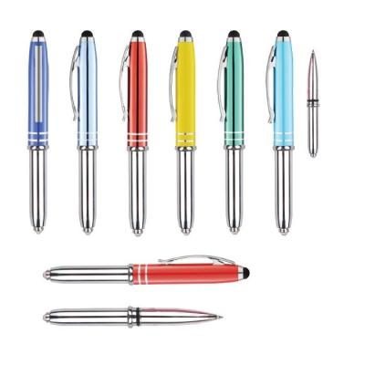 China Custom Lightweight Promotional Ballpoint Pen Multi Function 3 in 1 Metal Led Stylus Pen for sale