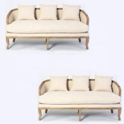 China Tufted Classic Antique Wood Living Room 3 Seater Solid Wood Sofa for sale