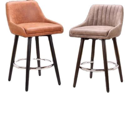 China Modern Metal Or Wood Legs With Chrome Foot Rest Bar Stool Leather Chair for sale