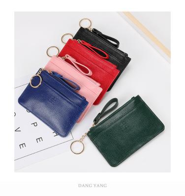 China Fashion Customized high quality women's wallet solid color textured PU zipper card holder mini coin purse key bag for sale