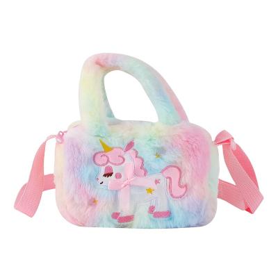 China Plush Unicorn Tote Wallet for Kids Cute Crossbody Bag Teenage Girl Gifts Crossbody Purse for Girls Kids for sale