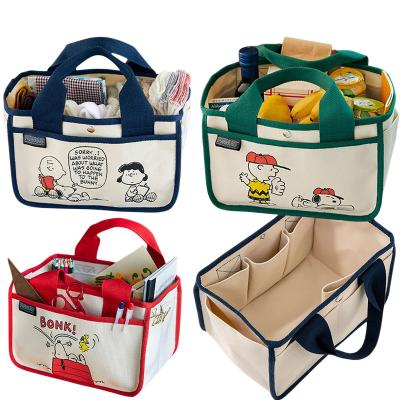 China Japan Style Japanese Bento Canvas Multi-Functional Tote Bag Desktop Organizer Storage Bags Canvas hand bags for sale