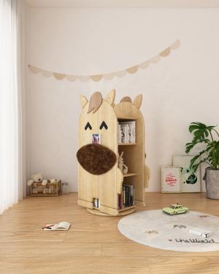 China Children's Wooden Blood Horse Design Bookcase Children Furniture.Storage Furniture For Kids Children Boys And Girls With Rotate Function for sale