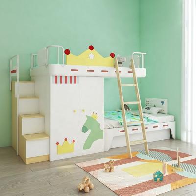 China New Design Comfortable Crown Storage Bedroom Furniture Double Imperial Bunk Bed for Kids Children with Staircase and Hidden Storage for sale