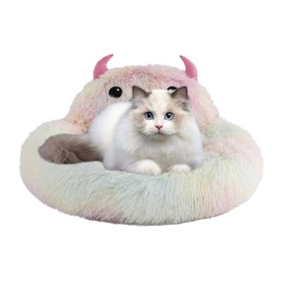 China Factory Winter Plush Cat Litter Machine Washable Round Warm Pet Heating Bed Suitable for Cats and Small Plush Pet Blanket Kennel Mat for sale