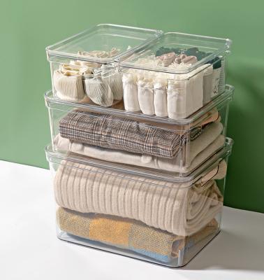 China Sustainable Multi-Use Stackable Clear Plastic Organizer Storage Bins With Lid For Kitchen Pantry Fridge for sale