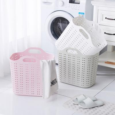 China Dirty Stored Bathroom Clothes Washing Storage Baskets Easily Move Plastic Laundry Storage Basket With Handle for sale