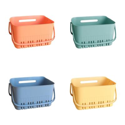 China Plastic Cart Storage Organizer Dormitory Shower Basket Viable Colorful Bathroom Tub With Handle Bathroom Accessories for sale