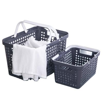 China Sustainable White Supermarket Rectangle Small Black Shopping Baskets With Handles for sale