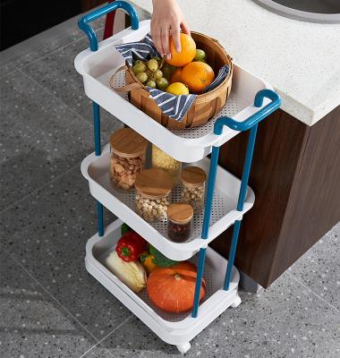 China Minimalist Home Use Food Storage Racks Rolling Trolley Multifunctional Kitchen Snack Storage Vegetable Cart for sale