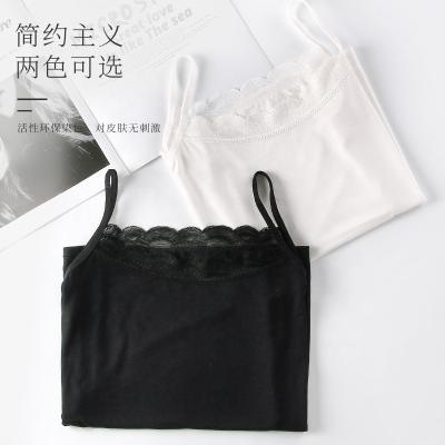 China New Antibacterial Wearable One-Piece Prevent Wardrobe Malfunction Women Make Underwear Vest Summer Lace Halter Modal Soft Vest for sale