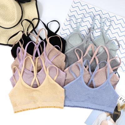 China Comfortable Antibacterial Padded Nylon Sports Tube Yoga Sleep Seamless Bra Top Radio Underwear for sale