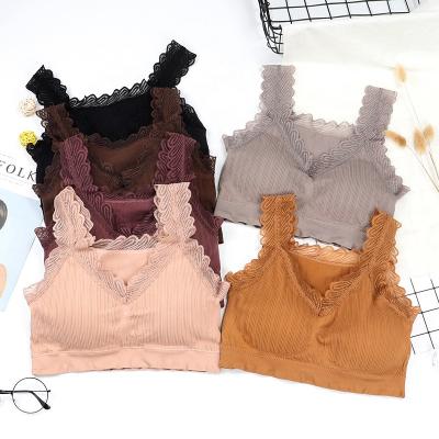 China Antibacterial Ladies Sports Vest Lace Underwear Seamless Comfortable Seamless Tube Top Bra for sale